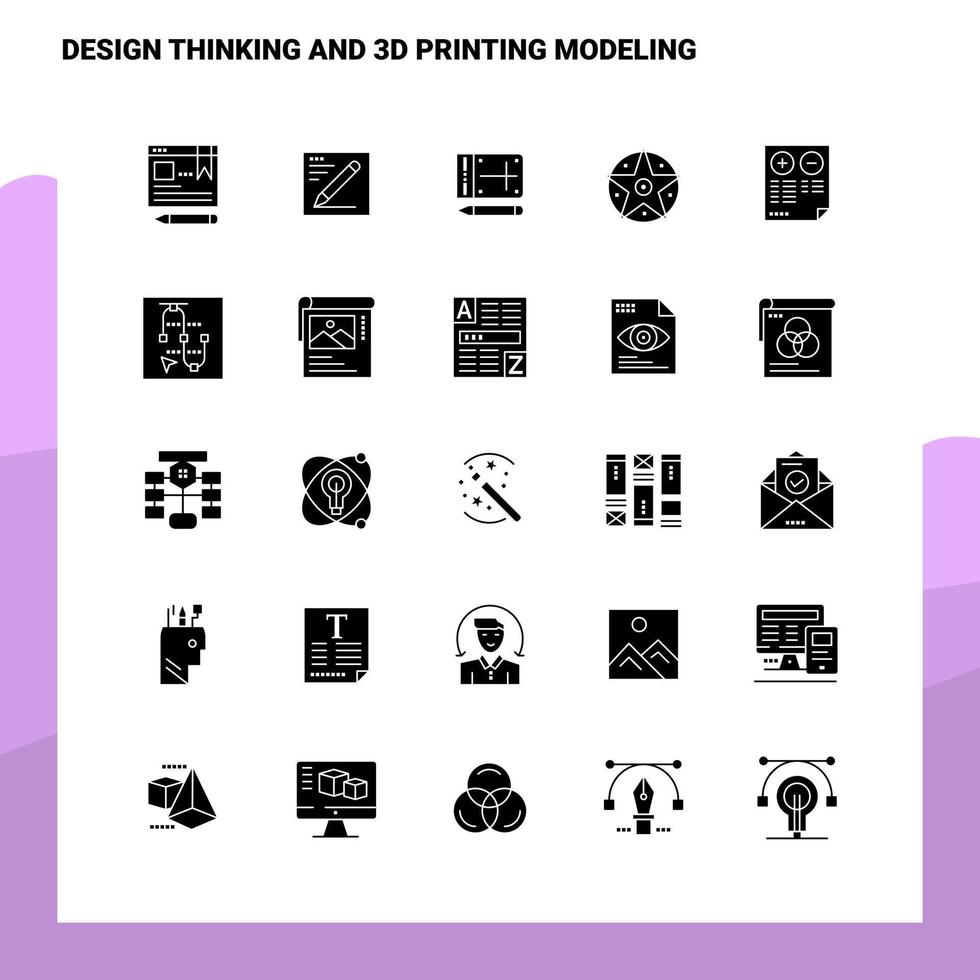 25 Design Thinking And 3d Printing Modeling Icon set Solid Glyph Icon Vector Illustration Template For Web and Mobile Ideas for business company