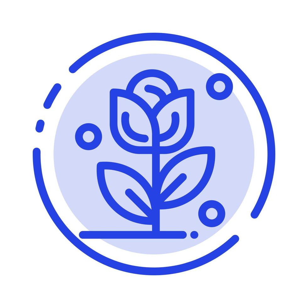 Flower Rose Love Blue Dotted Line Line Icon vector