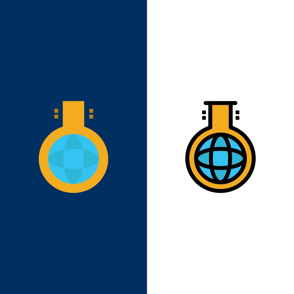 Chemical Flask Chemistry Experiment  Icons Flat and Line Filled Icon Set Vector Blue Background