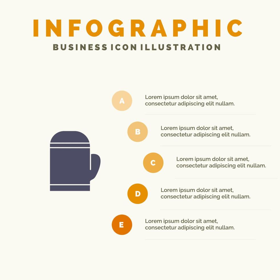 guante microondas cálido frío sólido icono infografía 5 pasos presentación antecedentes vector