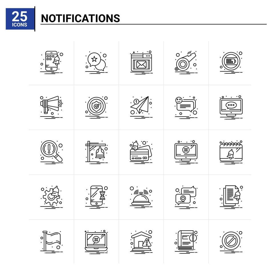 25 Notifications icon set vector background