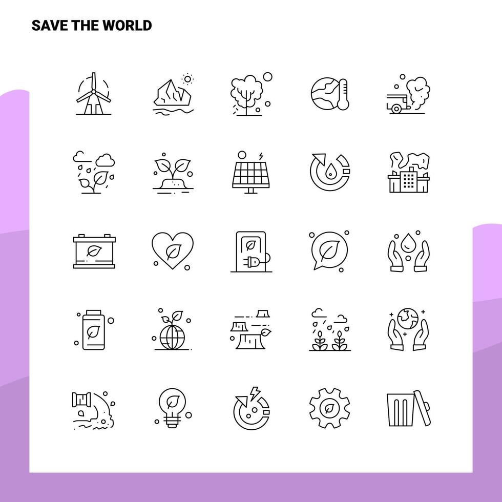 Set of Save The World Line Icon set 25 Icons Vector Minimalism Style Design Black Icons Set Linear pictogram pack