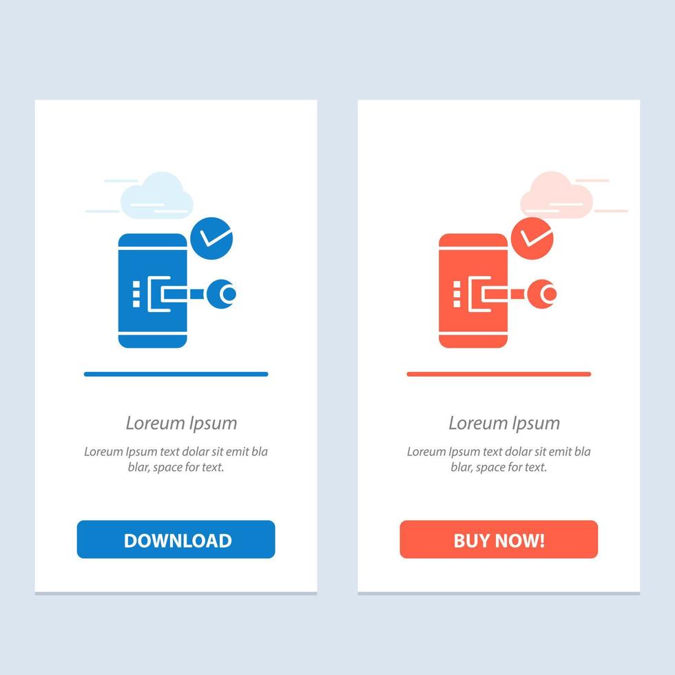 Key Lock Mobile Open Phone Security  Blue and Red Download and Buy Now web Widget Card Template vector