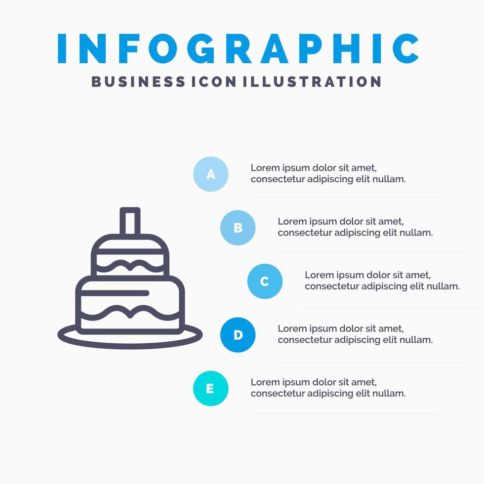 icono de línea de país del día de la torta india con fondo de infografía de presentación de 5 pasos vector