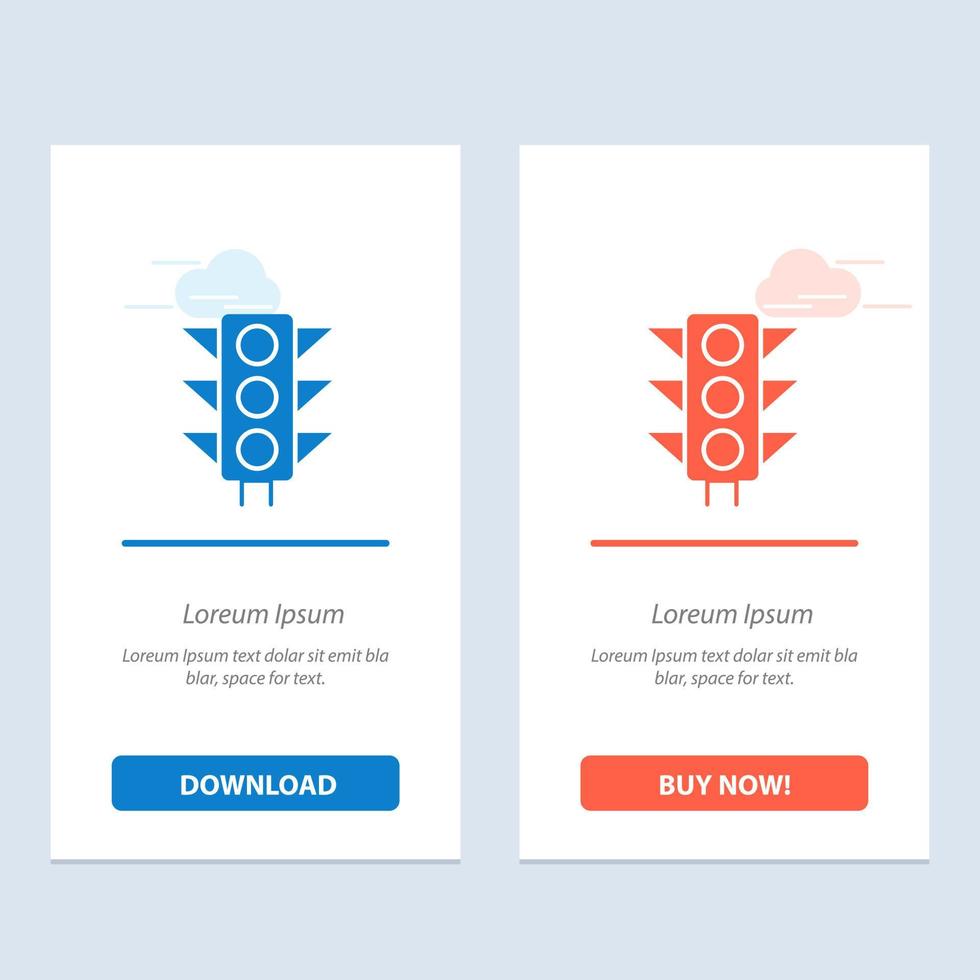 Traffic Sign Light Road  Blue and Red Download and Buy Now web Widget Card Template vector