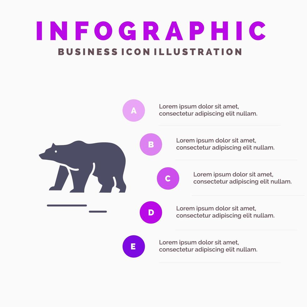 animal oso polar canadá sólido icono infografía 5 pasos presentación antecedentes vector