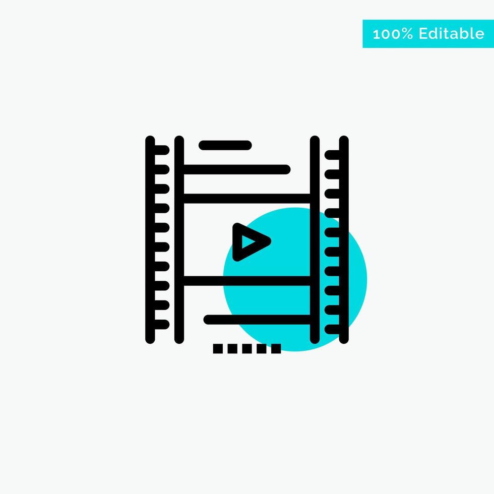 video lección educación cinematográfica turquesa resaltar círculo punto vector icono