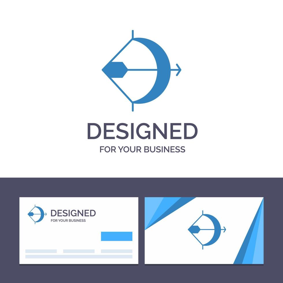 tarjeta de visita creativa y plantilla de logotipo objetivo tiro con arco flecha arco disparar ilustración vectorial vector