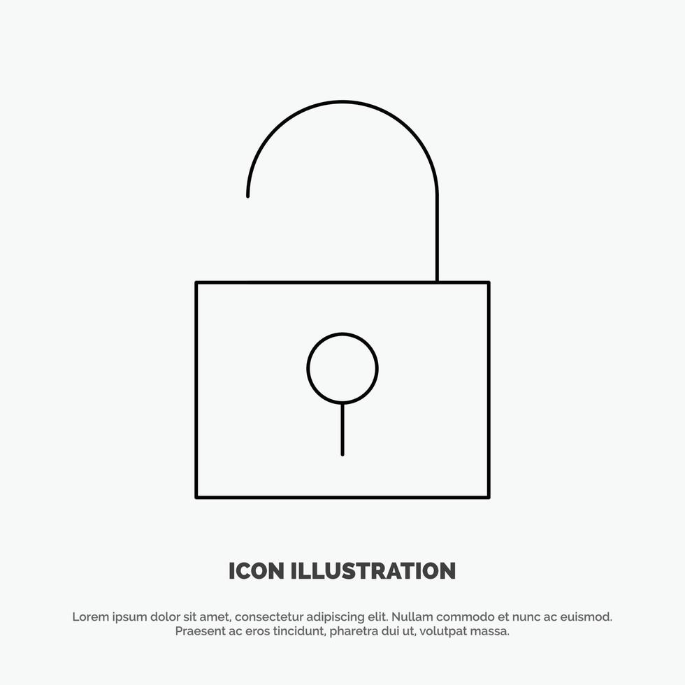 Lock Unlocked User Interface Line Icon Vector