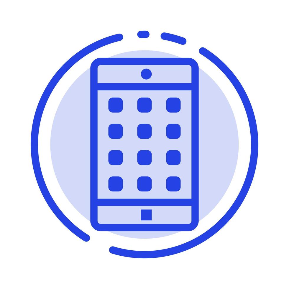 aplicación móvil aplicación móvil contraseña azul línea punteada icono de línea vector