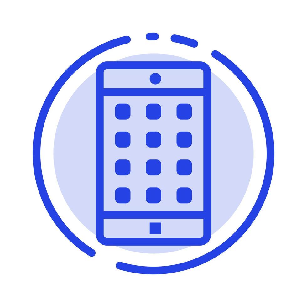 Application Mobile Mobile Application Password Blue Dotted Line Line Icon vector