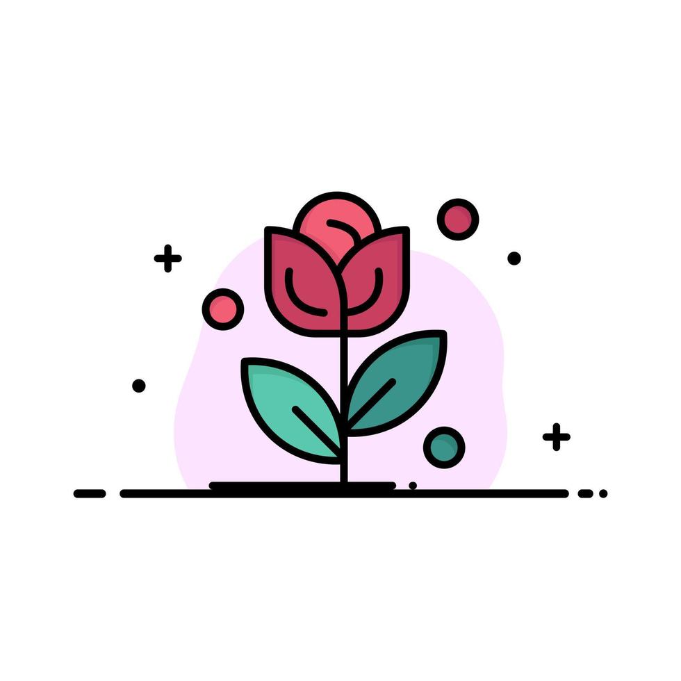 flor rosa amor negocio línea plana icono lleno vector banner plantilla