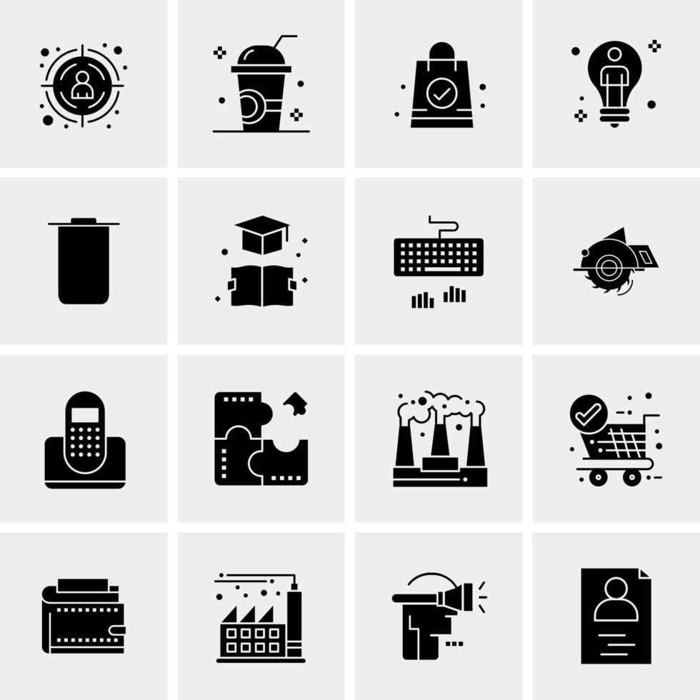 16 iconos de negocios universales vector ilustración de icono creativo para usar en proyectos relacionados con la web y dispositivos móviles