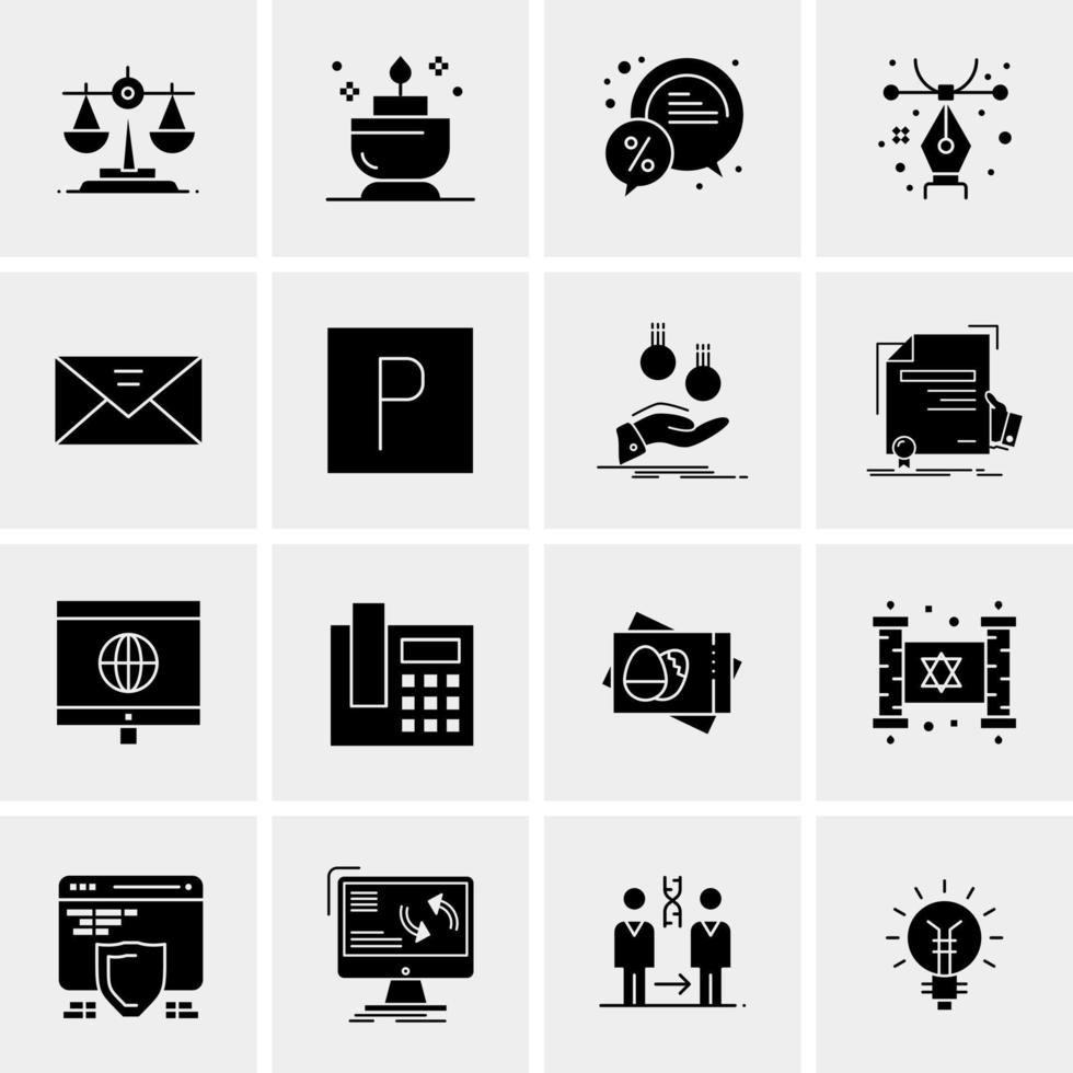 16 iconos de negocios universales vector ilustración de icono creativo para usar en proyectos relacionados con la web y dispositivos móviles