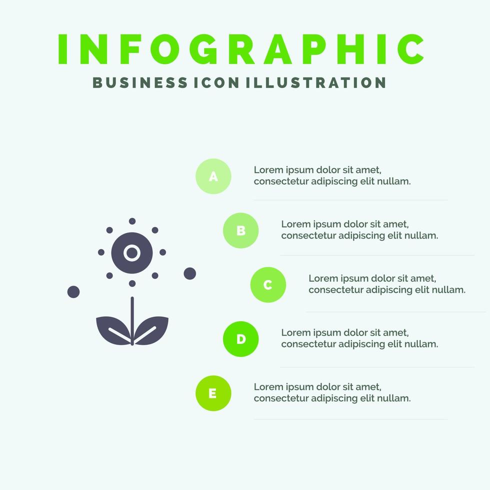Flora Floral Flower Nature Spring Solid Icon Infographics 5 Steps Presentation Background vector