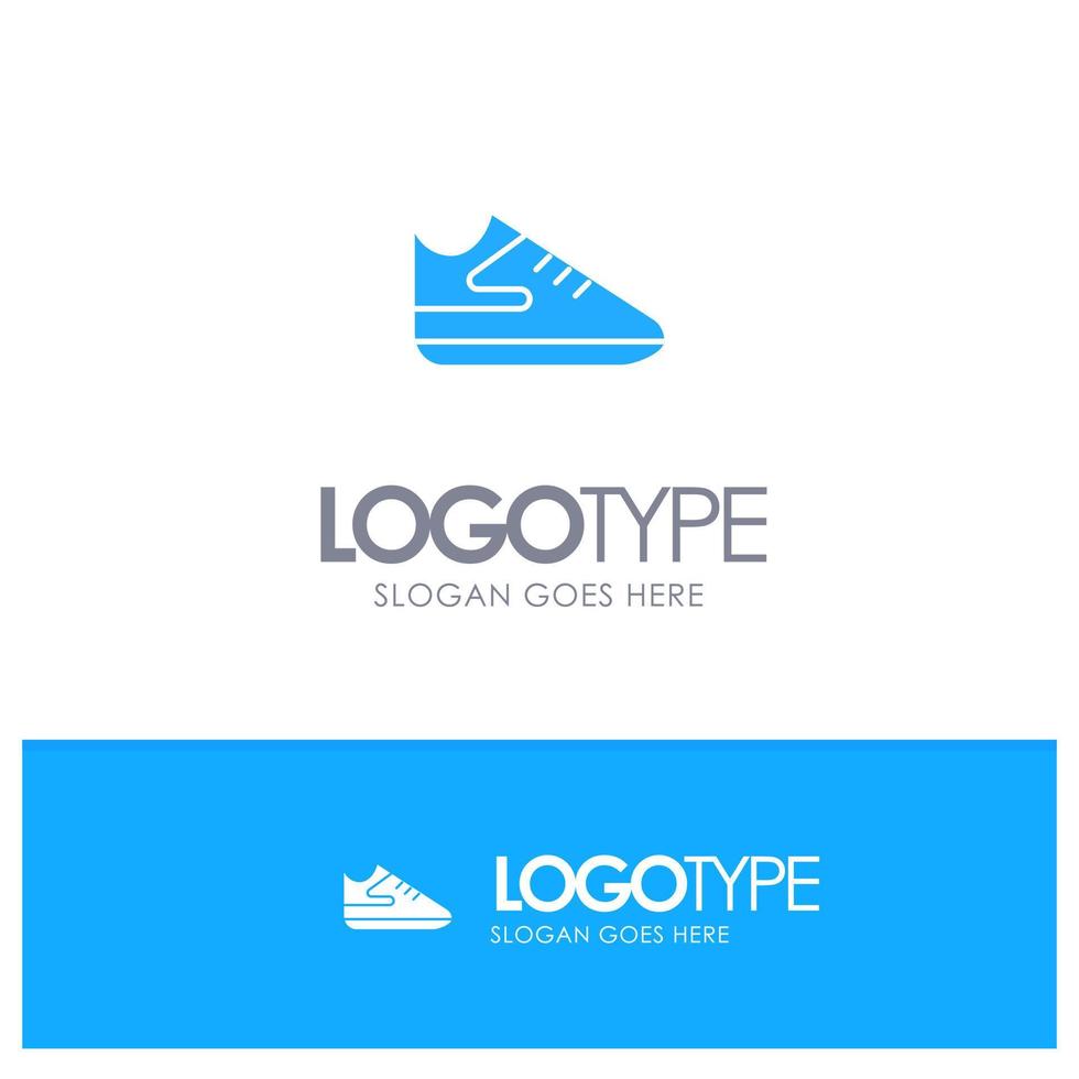 Exercise Shoes Sports Blue Solid Logo with place for tagline vector