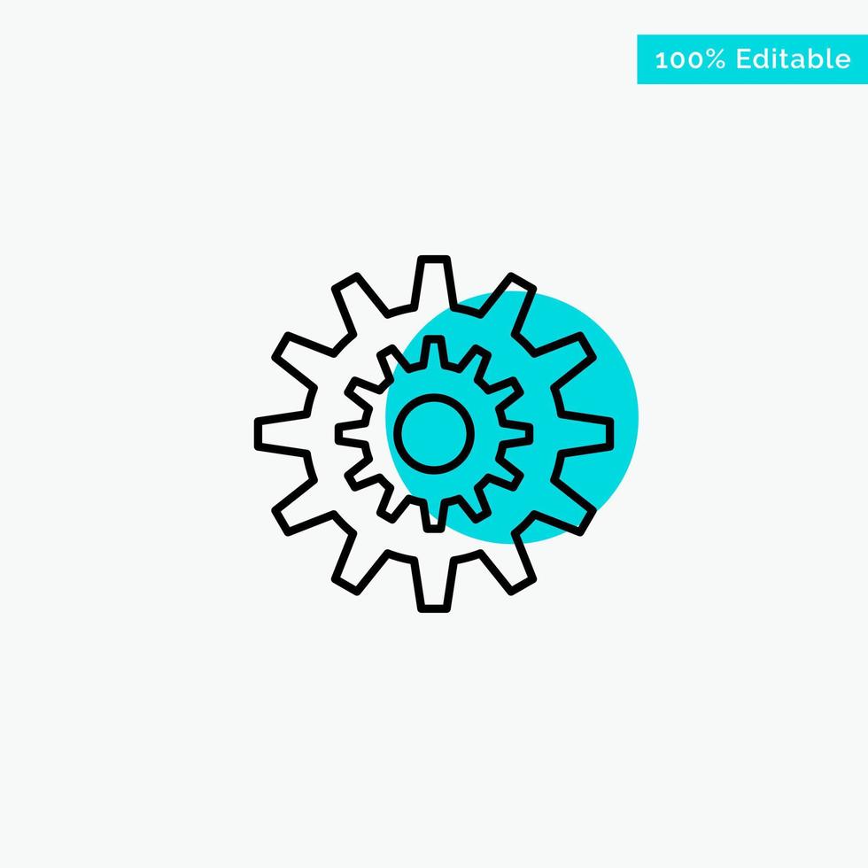 Settings Cog Gear Production System Wheel Work turquoise highlight circle point Vector icon