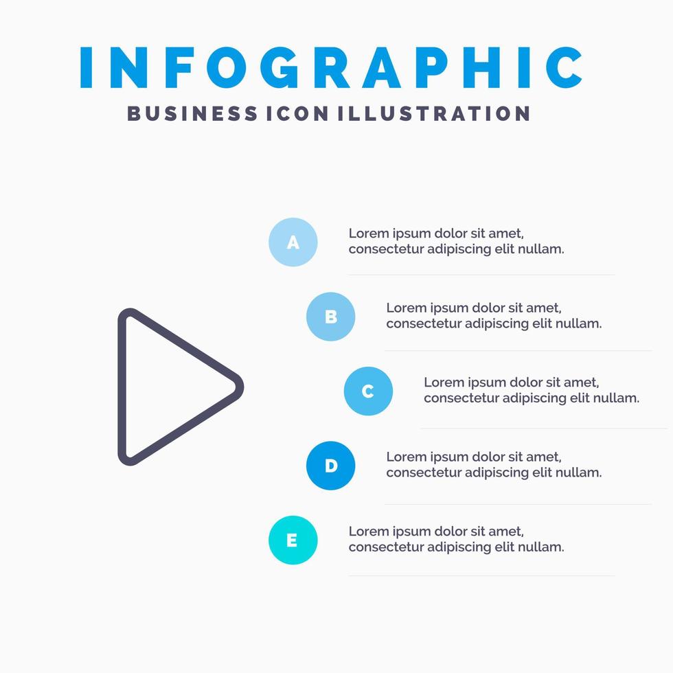 Control Media Play Video Line icon with 5 steps presentation infographics Background vector