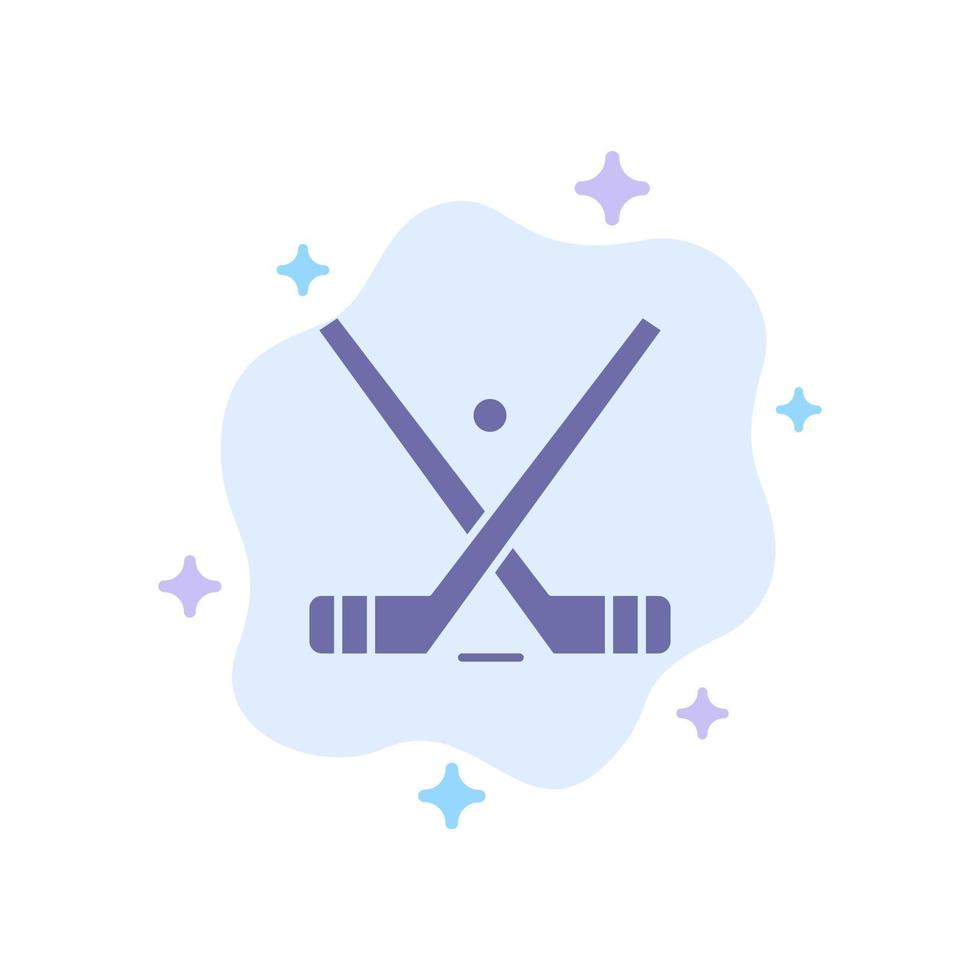 Emblem Hockey Ice Stick Sticks Blue Icon on Abstract Cloud Background vector