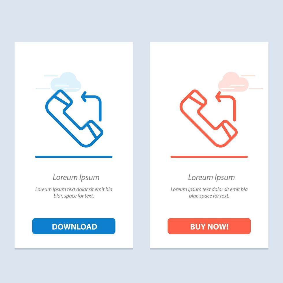Answer Call Incoming  Blue and Red Download and Buy Now web Widget Card Template vector
