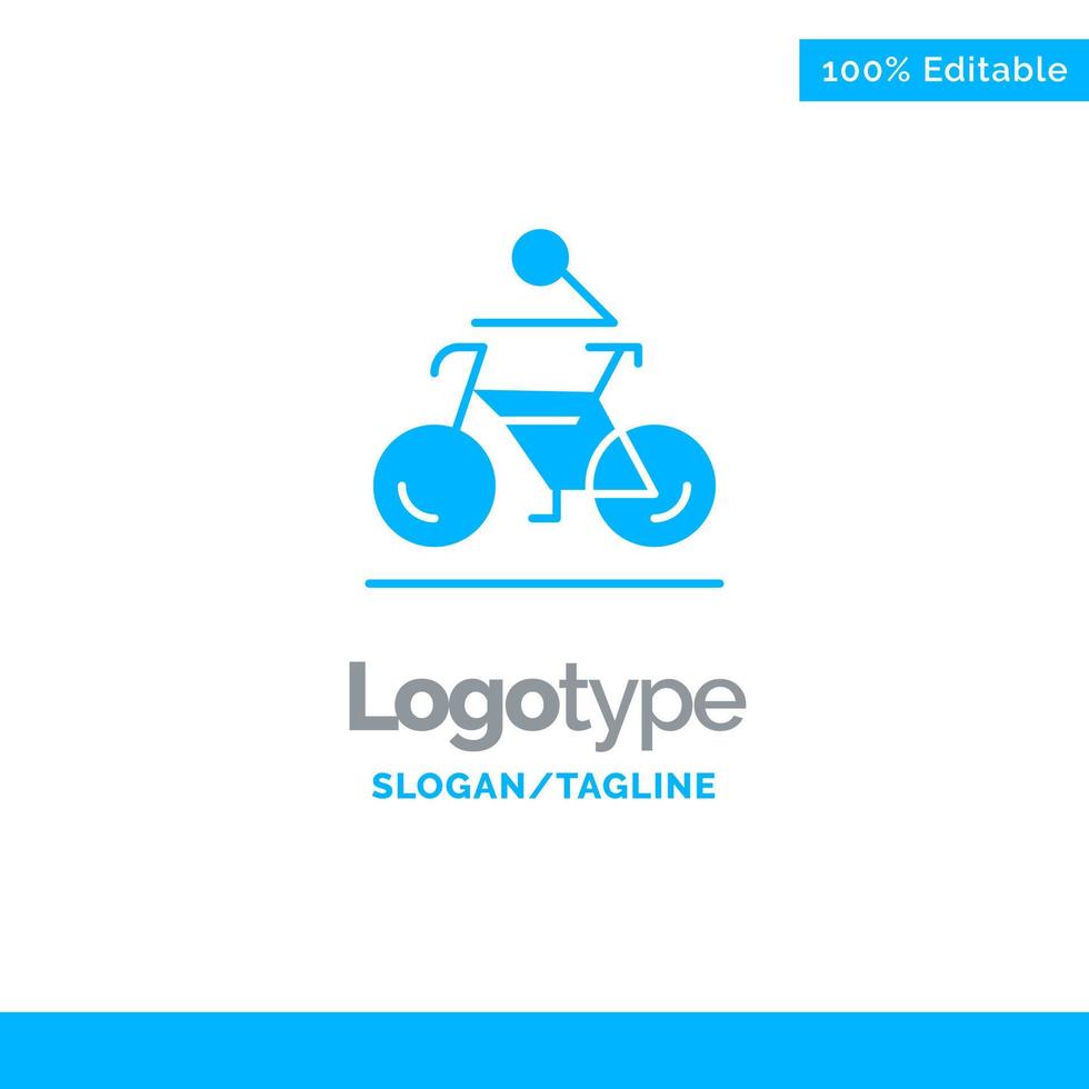 Activity Bicycle Bike Biking Cycling Blue Solid Logo Template Place for Tagline vector