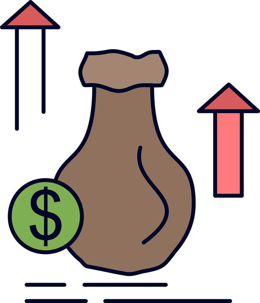 money bag dollar growth stock Flat Color Icon Vector