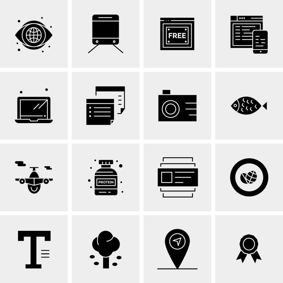 16 iconos de negocios universales vector ilustración de icono creativo para usar en proyectos relacionados con la web y dispositivos móviles