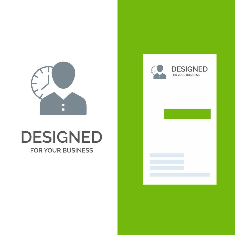 Clock Hours Man Personal Schedule Time Timing User Grey Logo Design and Business Card Template vector