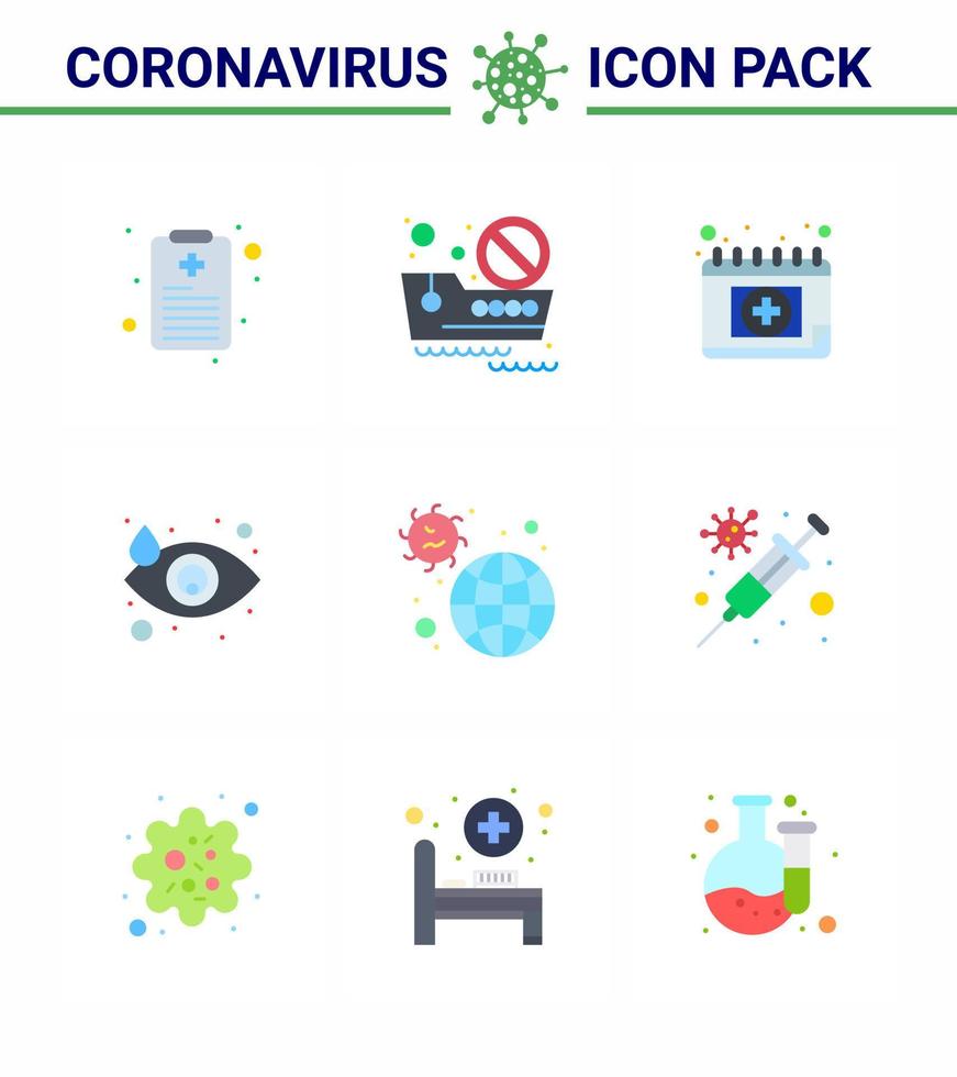 Novel Coronavirus 2019nCoV 9 Flat Color icon pack infection disease calendar tear drop viral coronavirus 2019nov disease Vector Design Elements