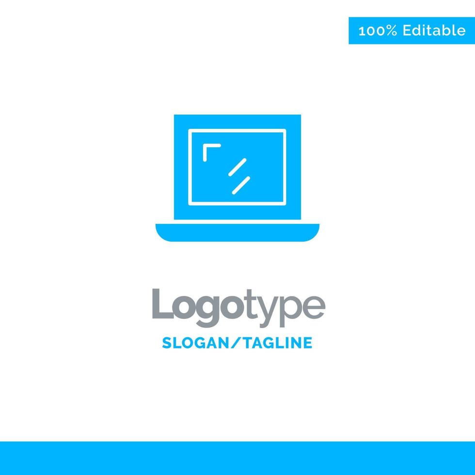 Web Design Laptop Blue Solid Logo Template Place for Tagline vector