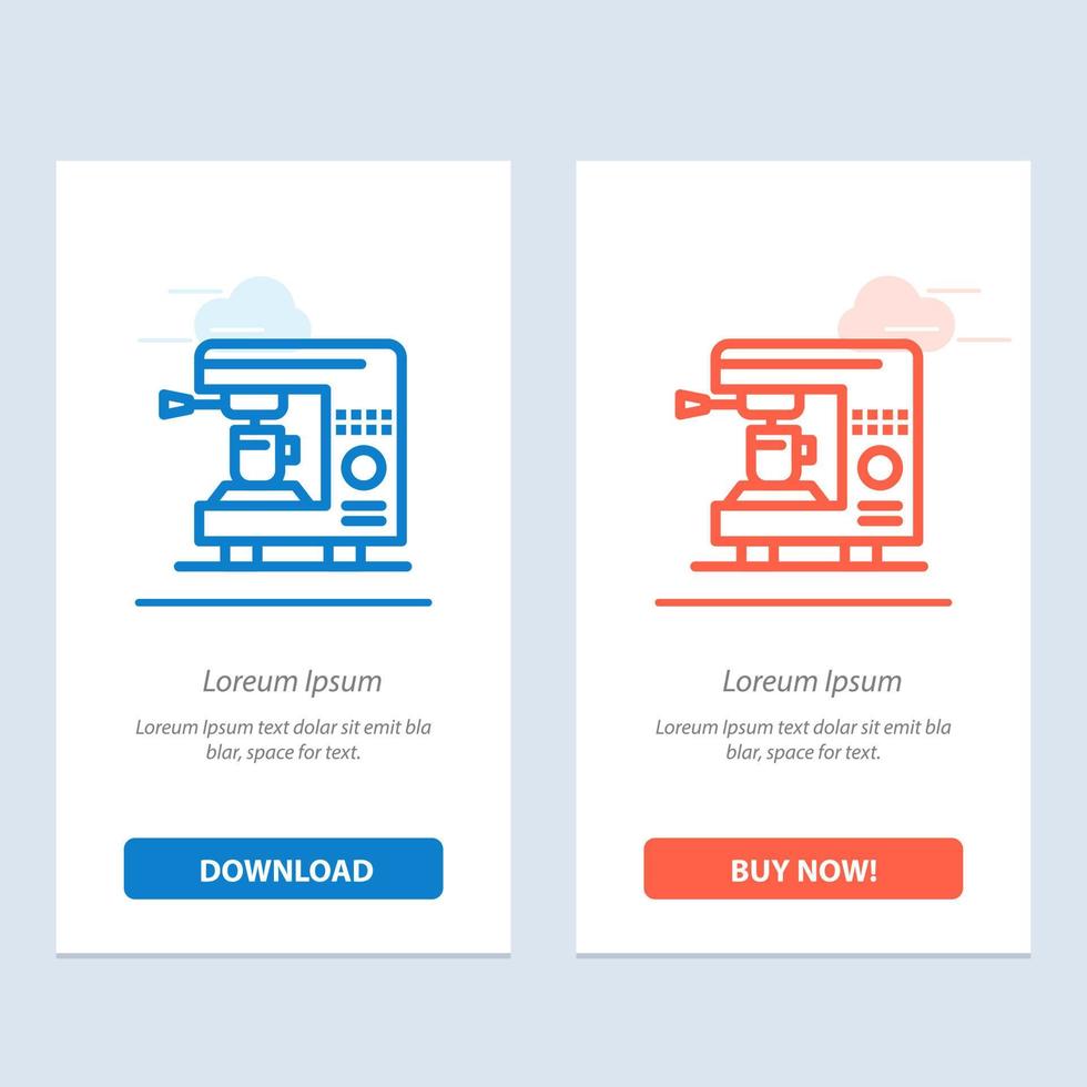 Coffee Electric Home Machine  Blue and Red Download and Buy Now web Widget Card Template vector