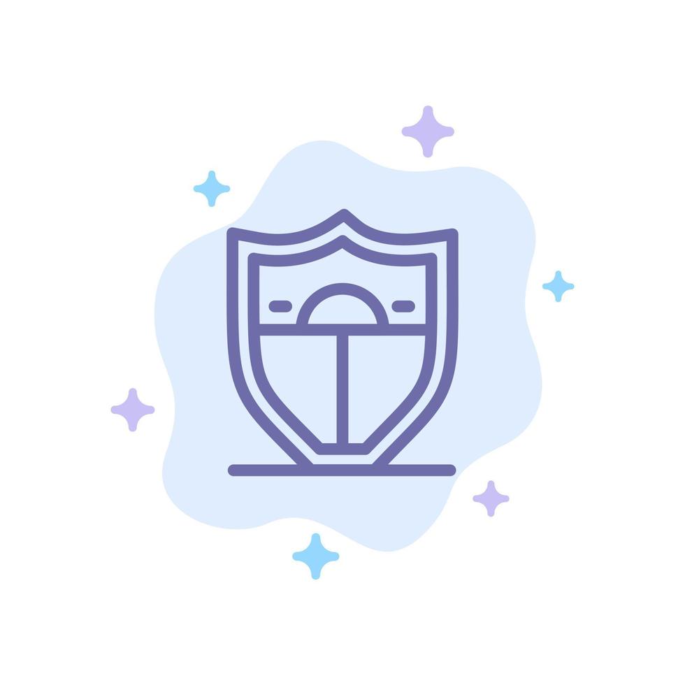 Shield Security Motivation Blue Icon on Abstract Cloud Background vector