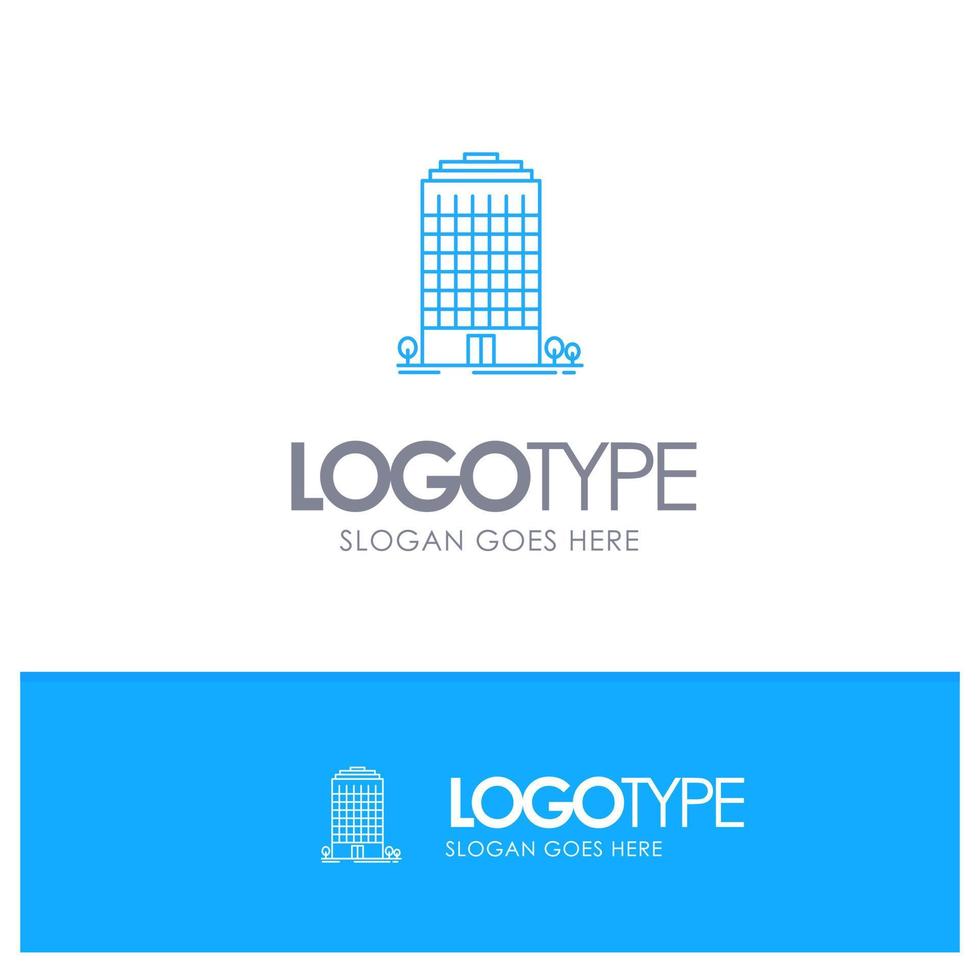 Building Office Tower Space Blue outLine Logo with place for tagline vector