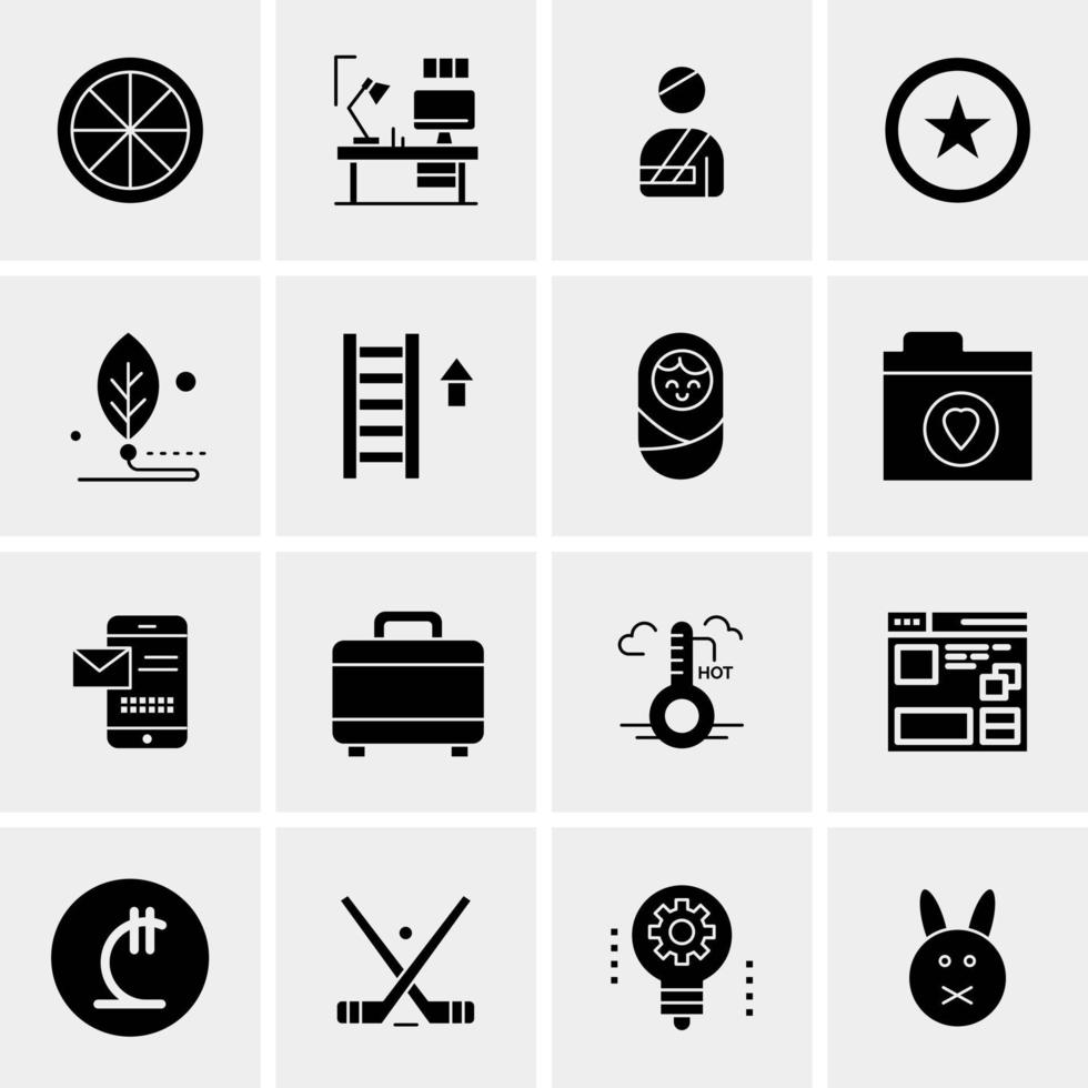 16 iconos de negocios universales vector ilustración de icono creativo para usar en proyectos relacionados con la web y dispositivos móviles