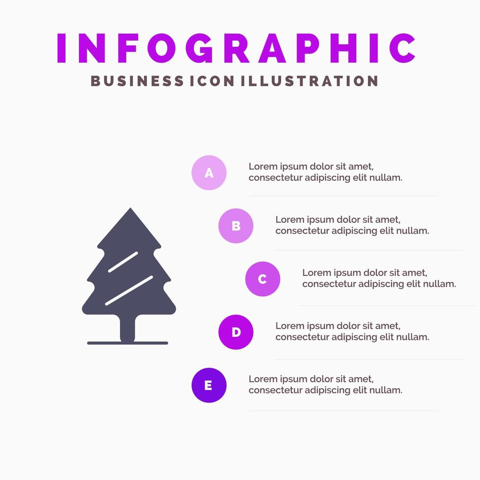 naturaleza pino primavera árbol sólido icono infografía 5 pasos presentación antecedentes vector