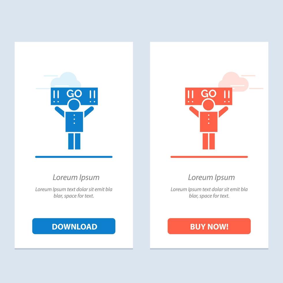Fan Sport Support Supporter  Blue and Red Download and Buy Now web Widget Card Template vector