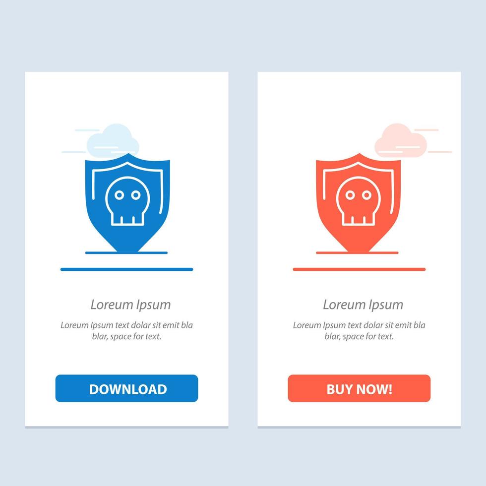 Shield Security Secure Plain  Blue and Red Download and Buy Now web Widget Card Template vector