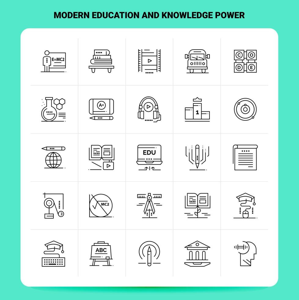 esquema 25 educación moderna y conocimiento conjunto de iconos de poder diseño de estilo de línea vectorial conjunto de iconos negros paquete de pictogramas lineales web y diseño de ideas de negocios móviles ilustración vectorial vector