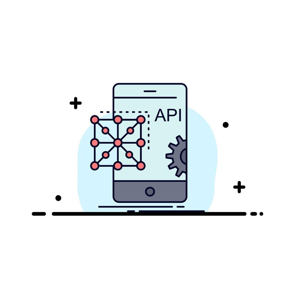 Api Application coding Development Mobile Flat Color Icon Vector