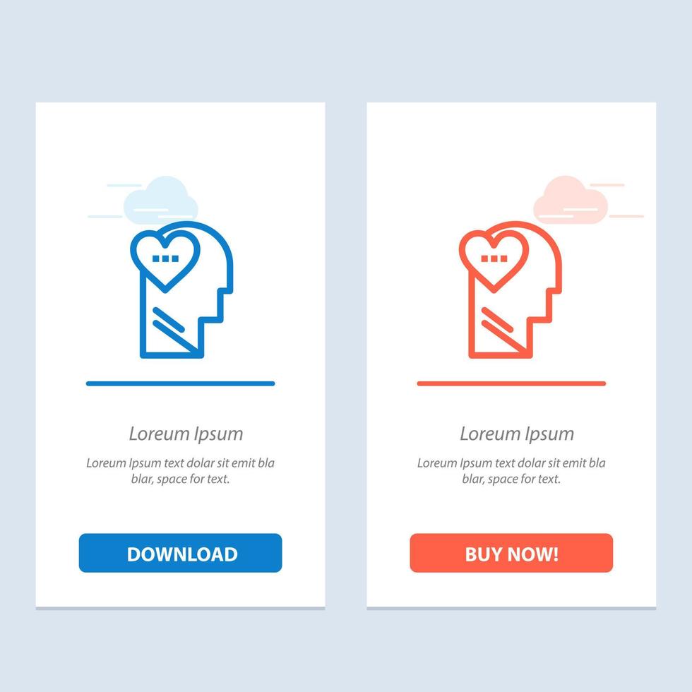 Feelings Love Mind Head  Blue and Red Download and Buy Now web Widget Card Template vector