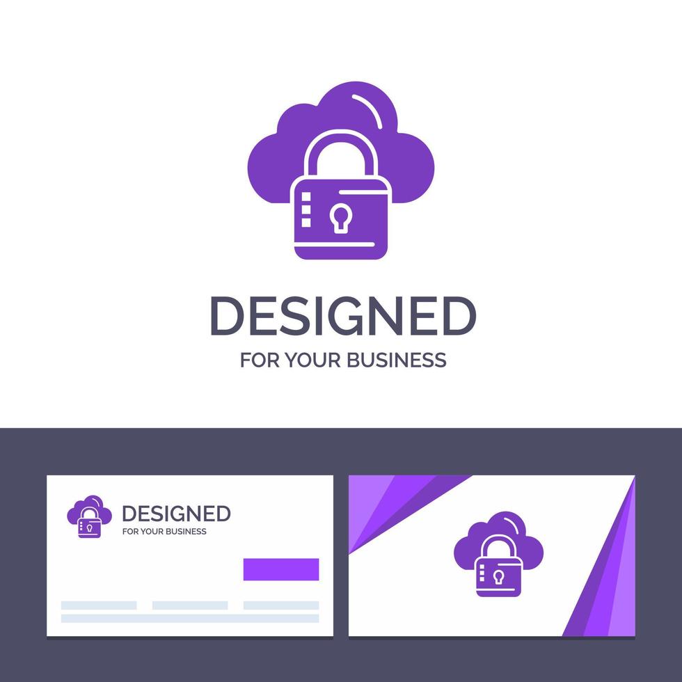 Creative Business Card and Logo template Cloud Network Lock Locked Vector Illustration