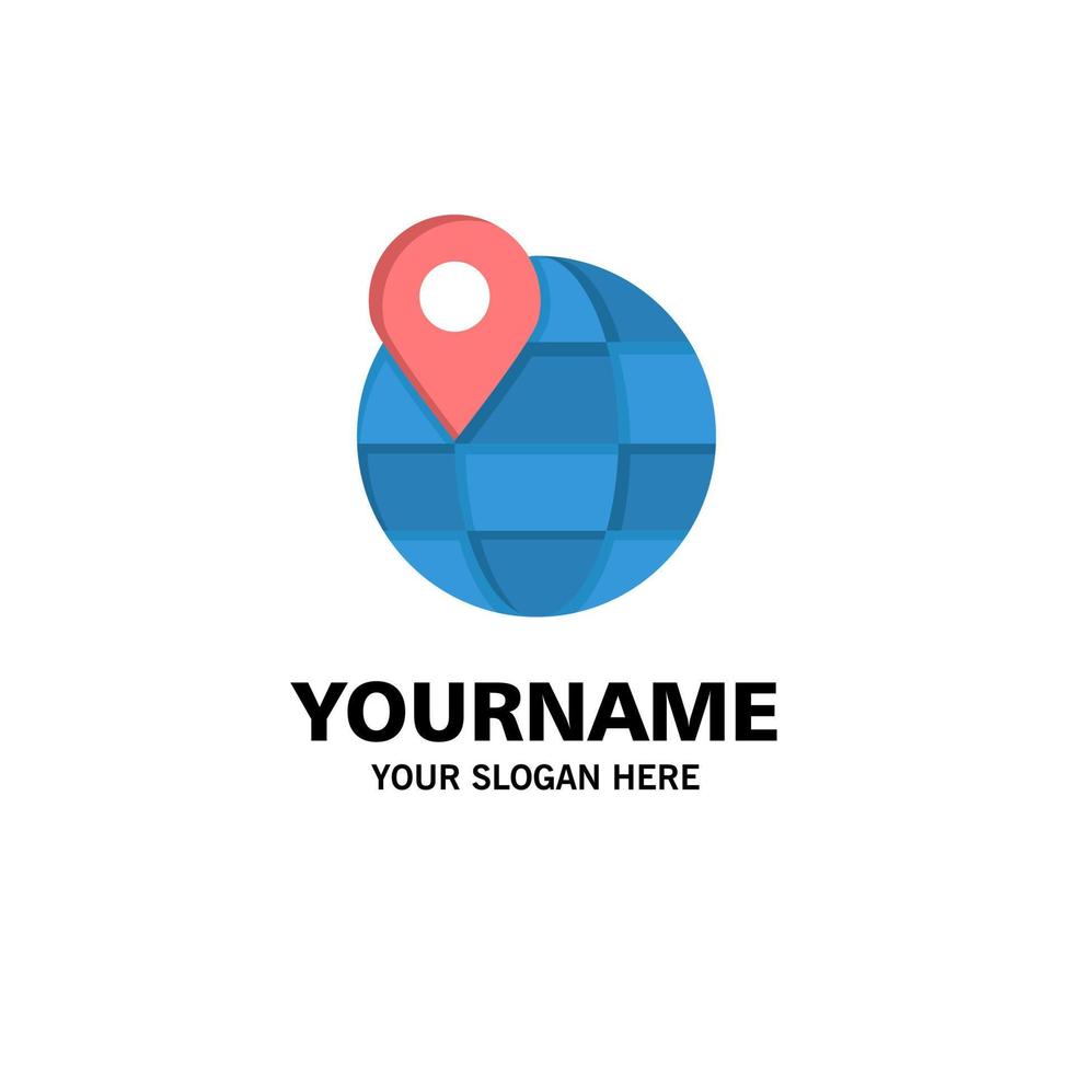 Location Map Globe Internet Business Logo Template Flat Color vector