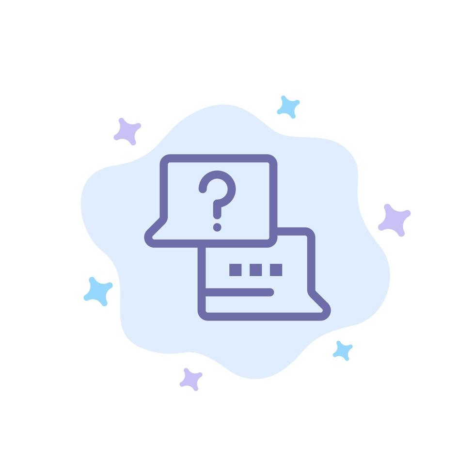 Job Find Laptop Chat Blue Icon on Abstract Cloud Background vector