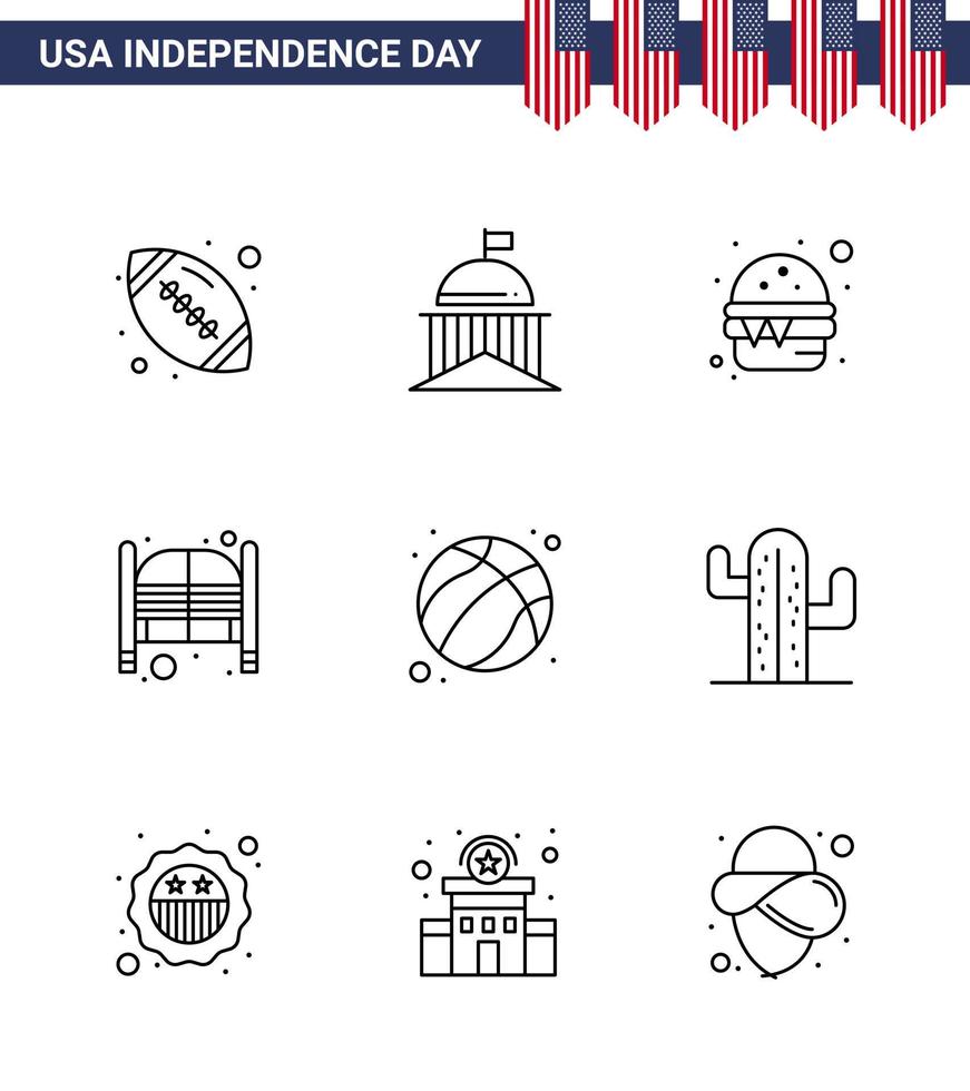 paquete de iconos de vector de stock de día americano 9 signos y símbolos de línea para puertas irlandesas de salón de entrada comida elementos de diseño de vector de día de estados unidos editables