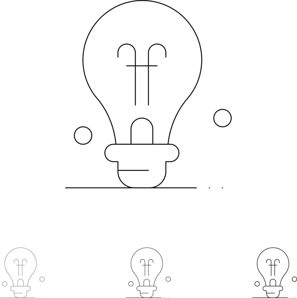 Bulb Education Idea Bold and thin black line icon set vector