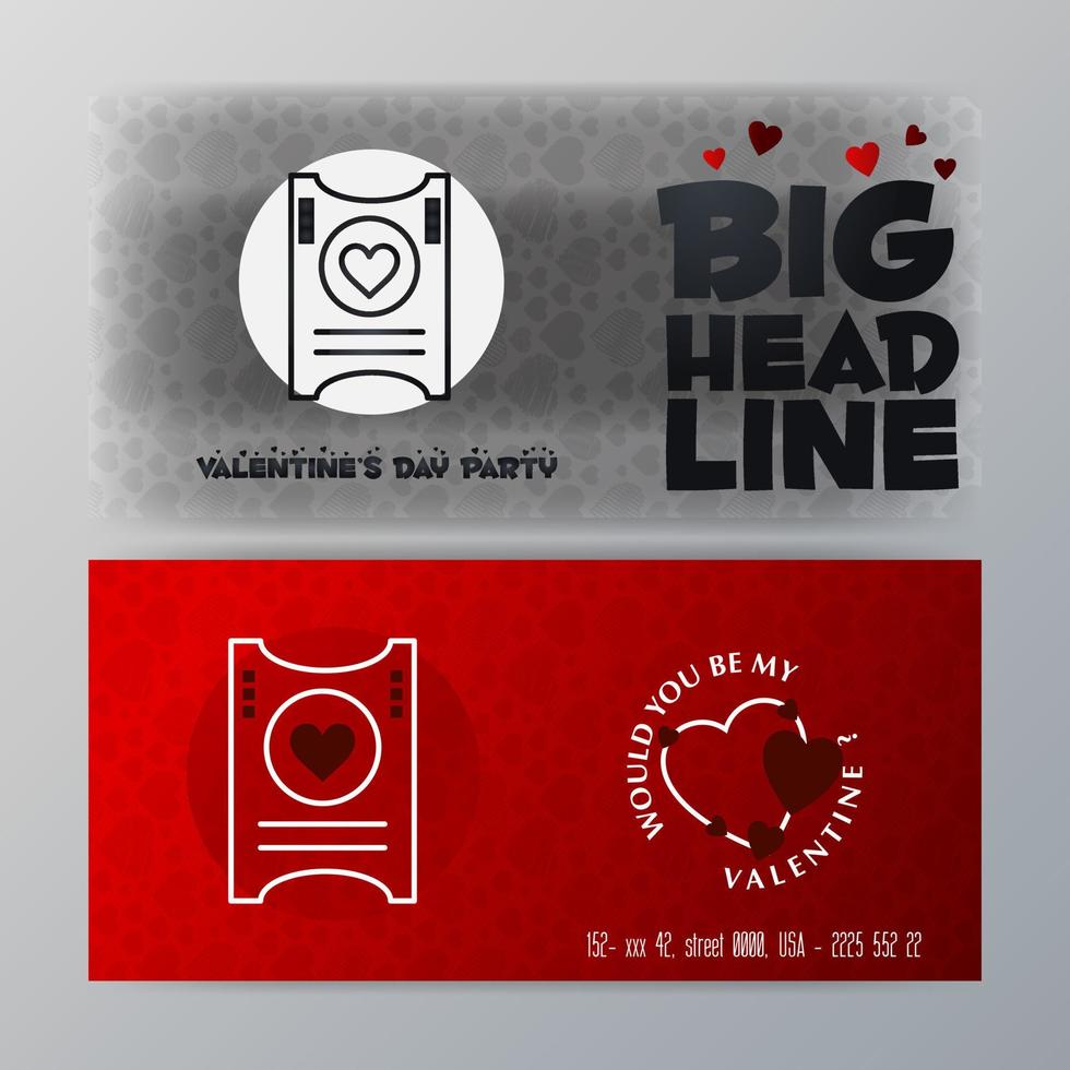 Valentines Day Big Banner Template Red Background vector