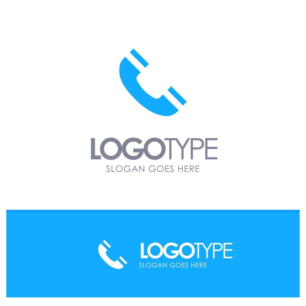 Call Interface Phone Ui Blue Solid Logo with place for tagline vector