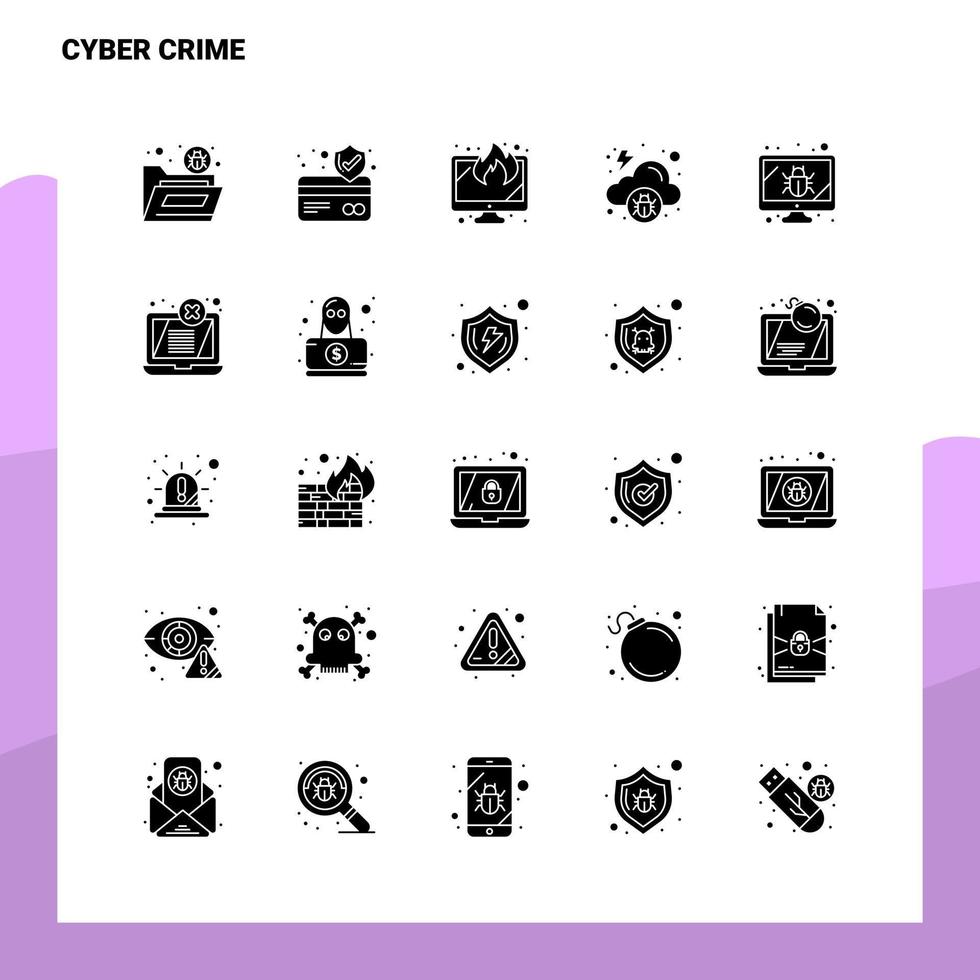 25 Cyber Crime Icon set Solid Glyph Icon Vector Illustration Template For Web and Mobile Ideas for business company