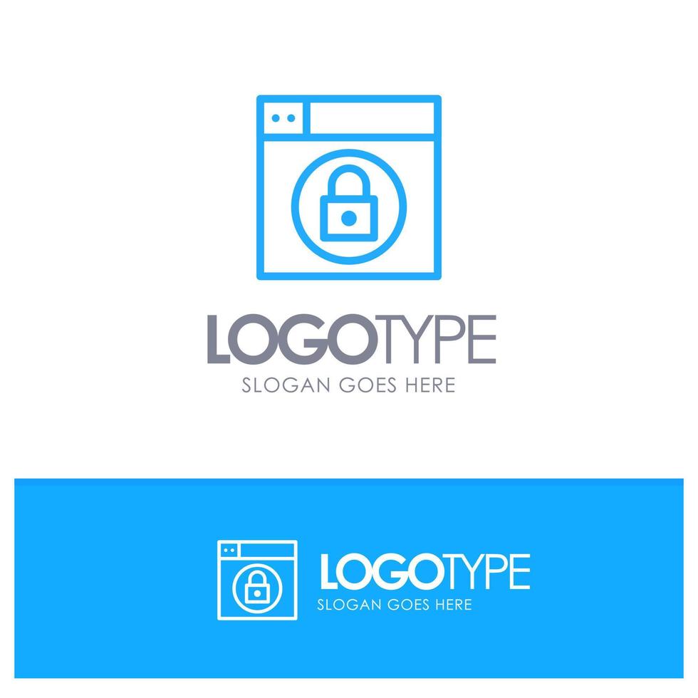 Web Design Lock Blue Outline Logo Place for Tagline vector