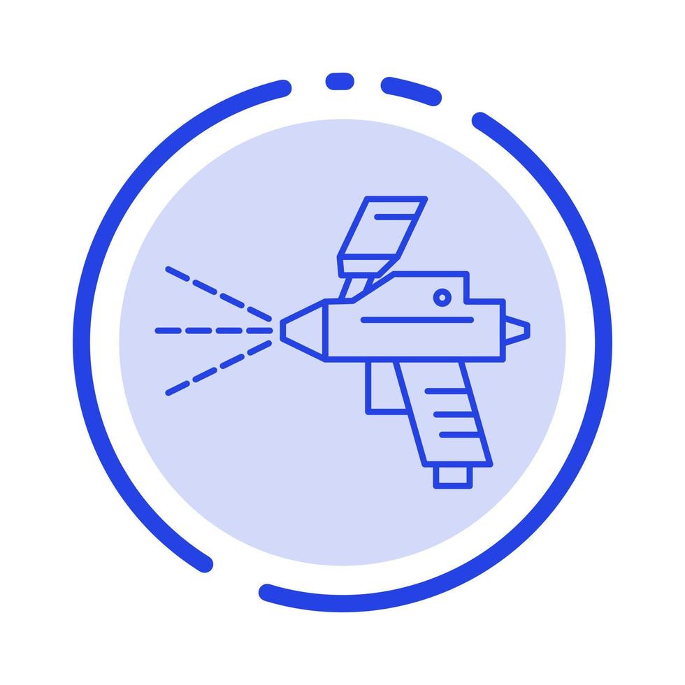 Spray Paint Gun Construction Blue Dotted Line Line Icon vector